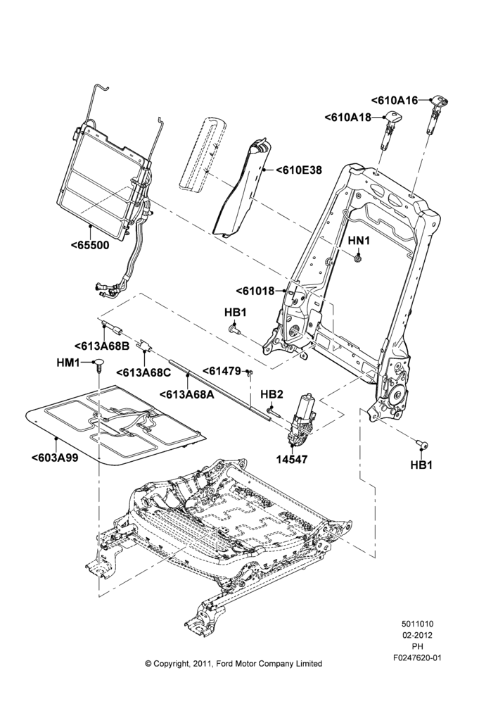 10J - Front Seat Back, With Pass 8 Way Power Seat Adjuster; 06/FEB/2012-01/MAR/2019