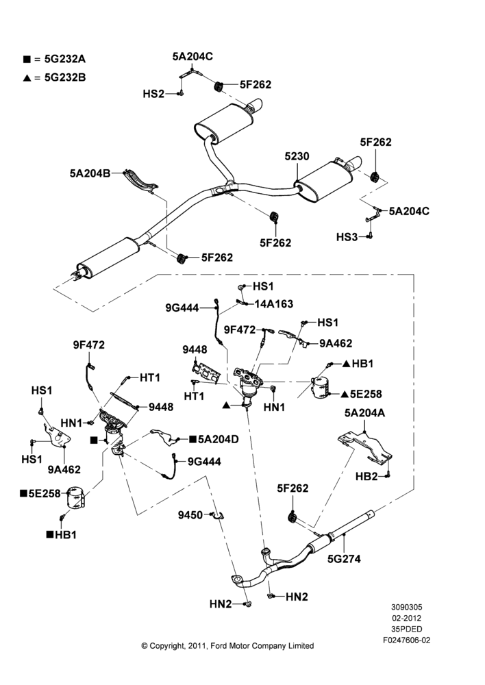 05F - Exhaust System, 3.5L Cyclone V6 Petrol TIVCT; 06/FEB/2012-01/MAR/2019