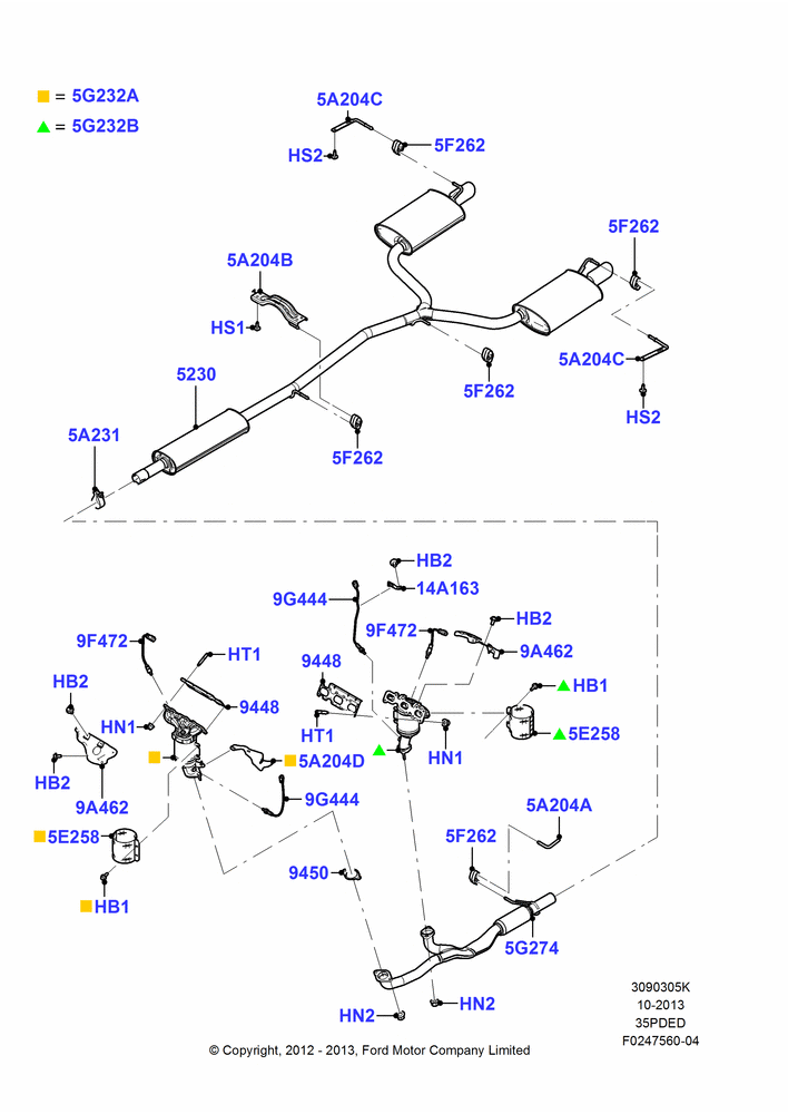 05K - Exhaust System, 3.5L Cyclone V6 Petrol TIVCT; 06/FEB/2012-03/MAR/2019