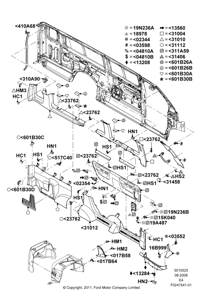 25H - Side Trim, Extended Wagon, XL, XLT, LH Side Only; 18/AUG/2008
