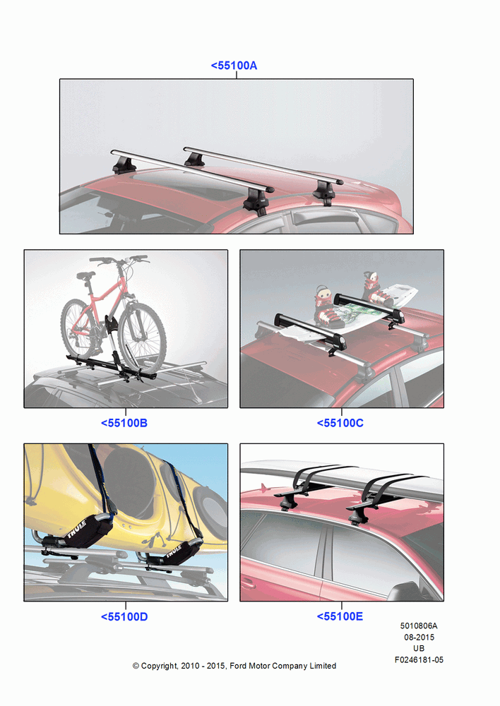 06A - Accessory Roof Rack Mounting Kits, Thule, Cross Bar, Ski Racks, Bike Racks, Wheel Holder, Kayak And Canoe Carrier; 01/NOV/2010-03/MAR/2019
