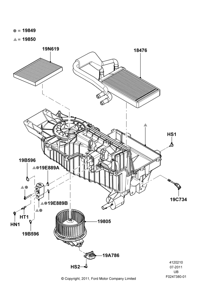 10B - Heater/Air Cond.Internal Components; 13/JUN/2011-06/FEB/2012