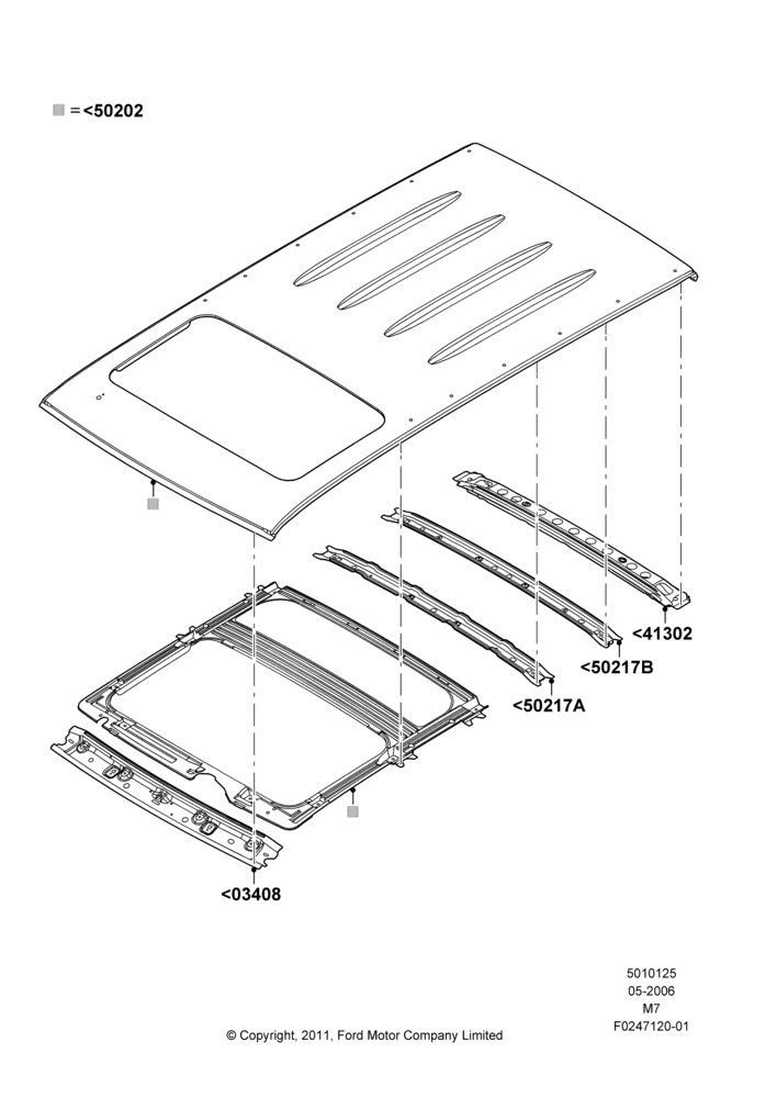 25B - Roof - Sheet Metal, With Tilt & Slide Sunroof; 01/MAY/2006-29/APR/2012