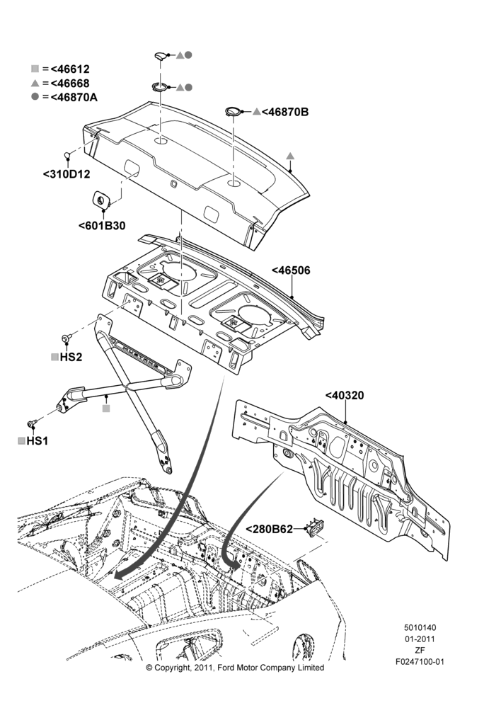 40G - Rear Panels and Rear Package Tray, R - Package; 03/FEB/2011-27/JUN/2014