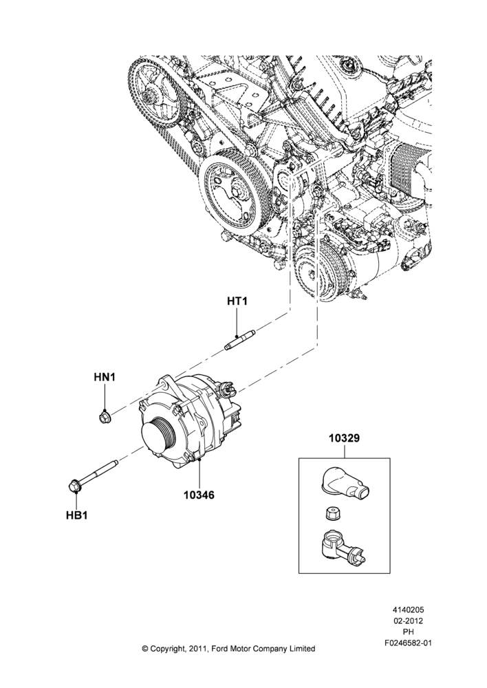 05B - Alternator and Mountings, 3.5L Cyclone V6 Petrol TIVCT, 3.7L DOHC V6 Gas., 3.5L DOHC T/C V6 Gas, Heavy Duty Alternator, Standard Duty Alternator, (-) Police Version; 06/FEB/2012-01/MAR/2019