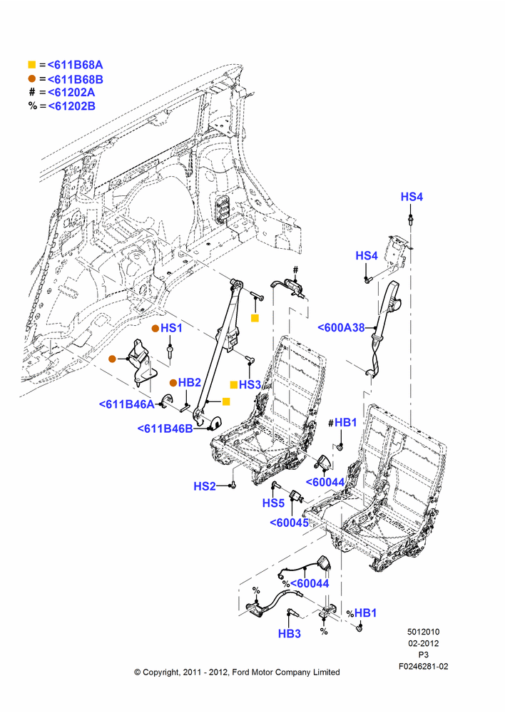 10D - Rear Seat Belts, Rear Seat Belts-2nd Row Inflatable; 29/FEB/2012