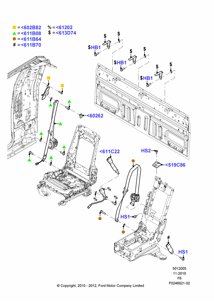 05P - Front Seat Belts, Regular Cab; 03/NOV/2010-23/DEC/2014