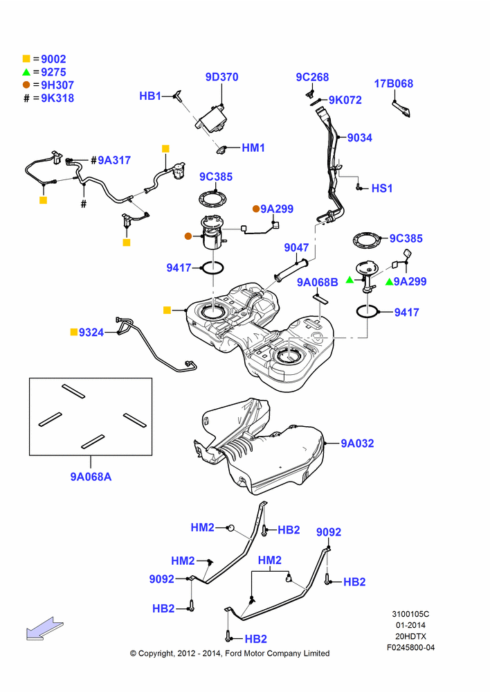 05C - Fuel Tank, 2.0L EcoBoost (240PS); 06/FEB/2012-04/MAY/2015
