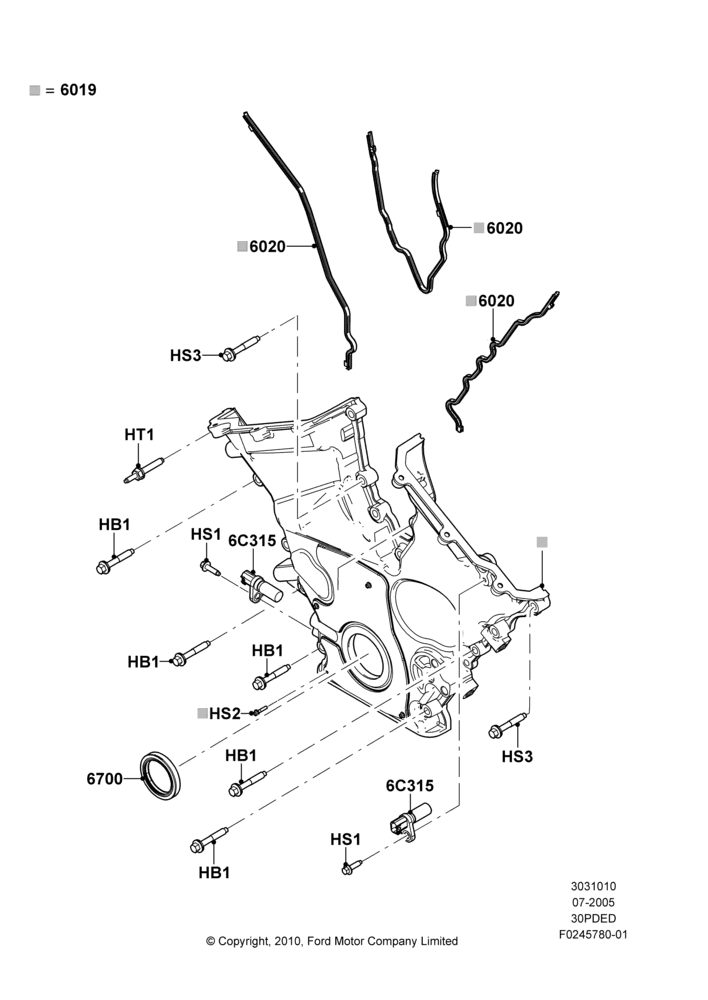 10G - Timing Gear Covers, 3.0 V6 24V DOHC EFI Modular; 18/JUL/2005-15/JUN/2009