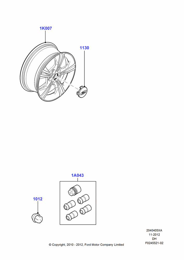 05XA - Wheels, Accessory, Additional Parts May Be Required, Refer To The Installation Instructions Found Under Tech Specs At The Genuine Ford Accessory (GFA) Web Site, See Vehicle Restrictions And Modification Requirements; 31/JAN/2011-30/JUL/2012