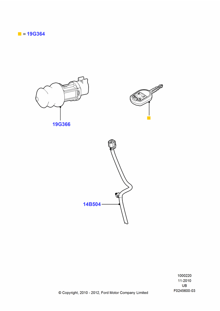 20B - Remote Starting Kit, With Manual Liftgate, XLT, One Way; 01/NOV/2010-03/MAR/2019