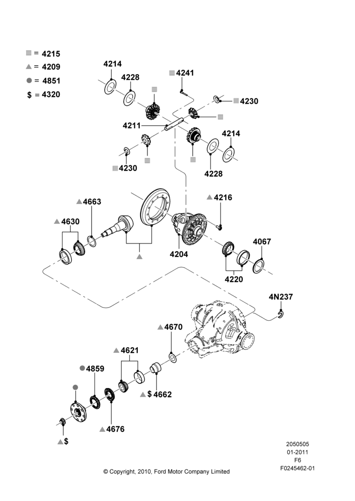 05U - Components - Rear Axle Diff & Carr., Rear Axle Less Limited Slip Diff, With 9.75" Axle; 20/DEC/2010-23/DEC/2014