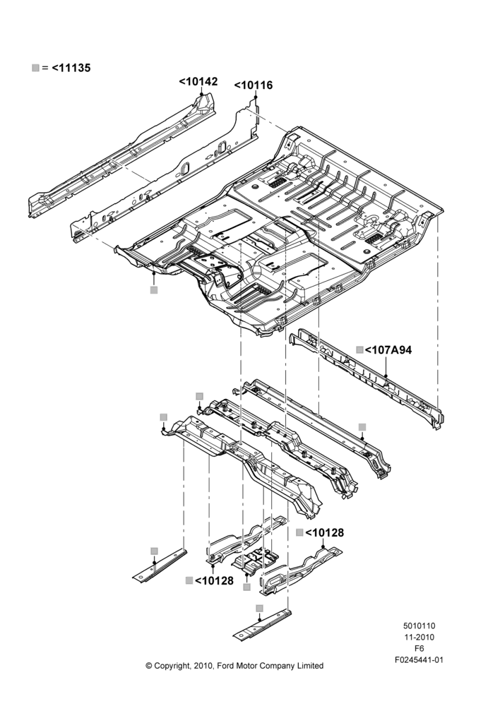 10H - Floor Pan - Front, Super Cab; 03/NOV/2010-23/DEC/2014