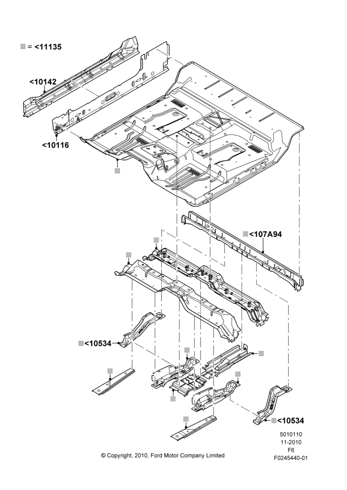 10G - Floor Pan - Front, Regular Cab; 03/NOV/2010-23/DEC/2014