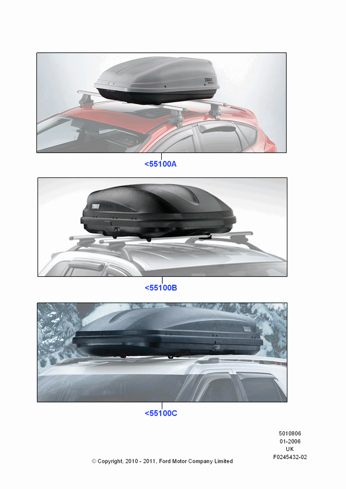 06C - Accessory Roof Rack Mounting Kits, Cargo Box; 30/JAN/2006-29/OCT/2010