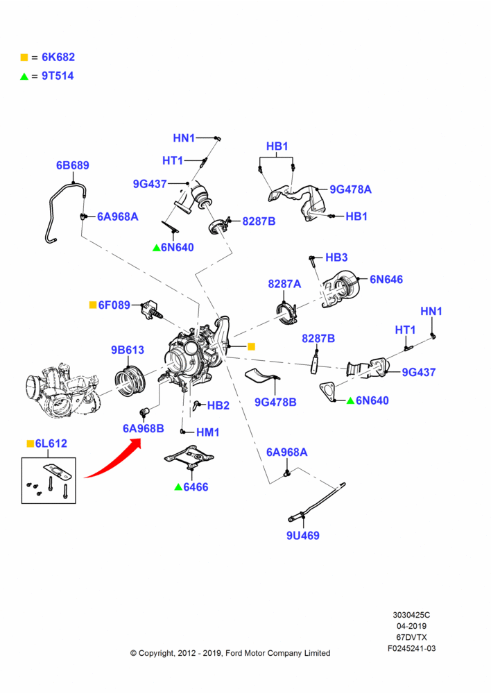 25C - Turbocharger, Wide Frame (Pickup), 6.7L 4V V8 T/C Diesel, Ford 450 Series; 22/FEB/2010-17/MAR/2014