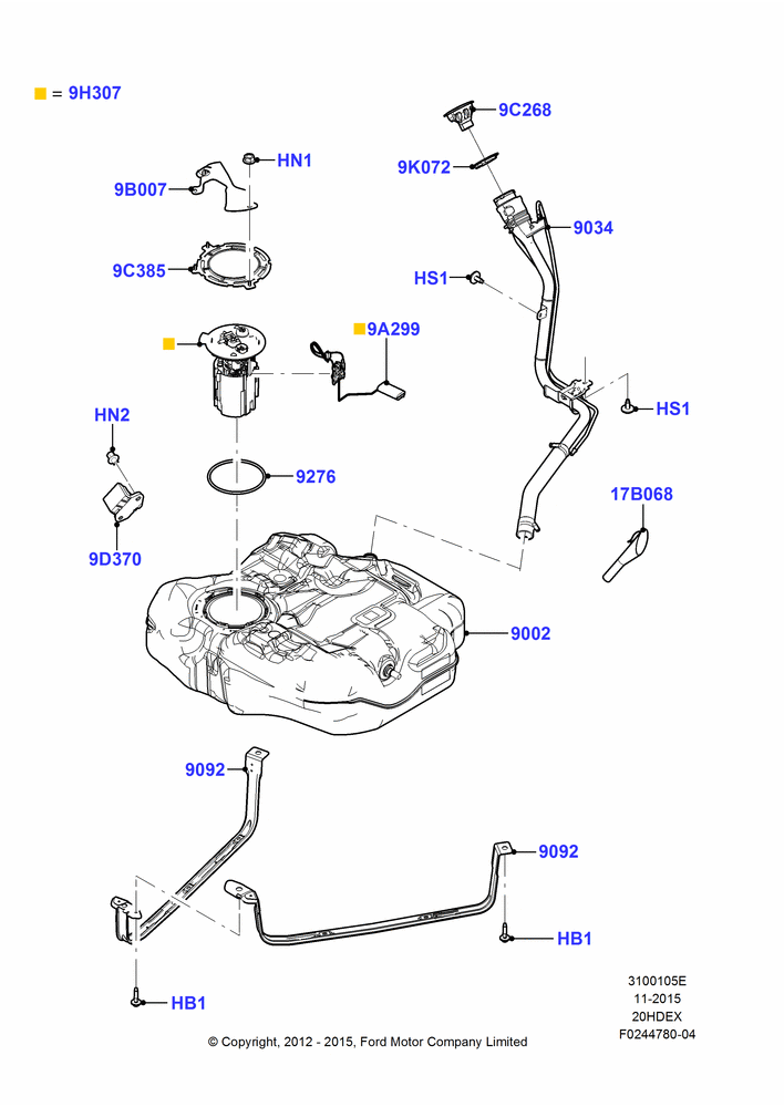 05E - Fuel Tank, 2.0L I4 DI TIVCT Petrol 160PS; 05/MAR/2012-04/MAY/2018