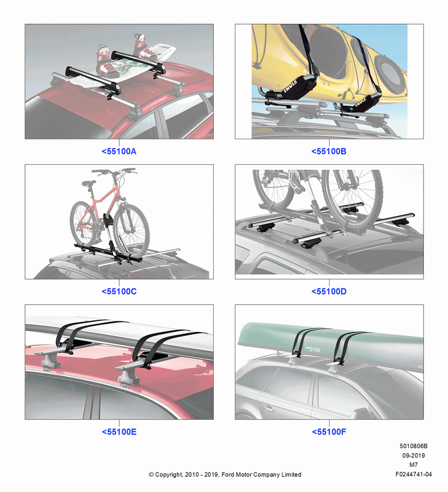 06B - Accessory Roof Rack Mounting Kits, (+) North American Markets, Cross Bar, Ski Racks, Bike Racks, Wheel Holder, Kayak And Canoe Carrier; 08/JAN/2007-29/APR/2012