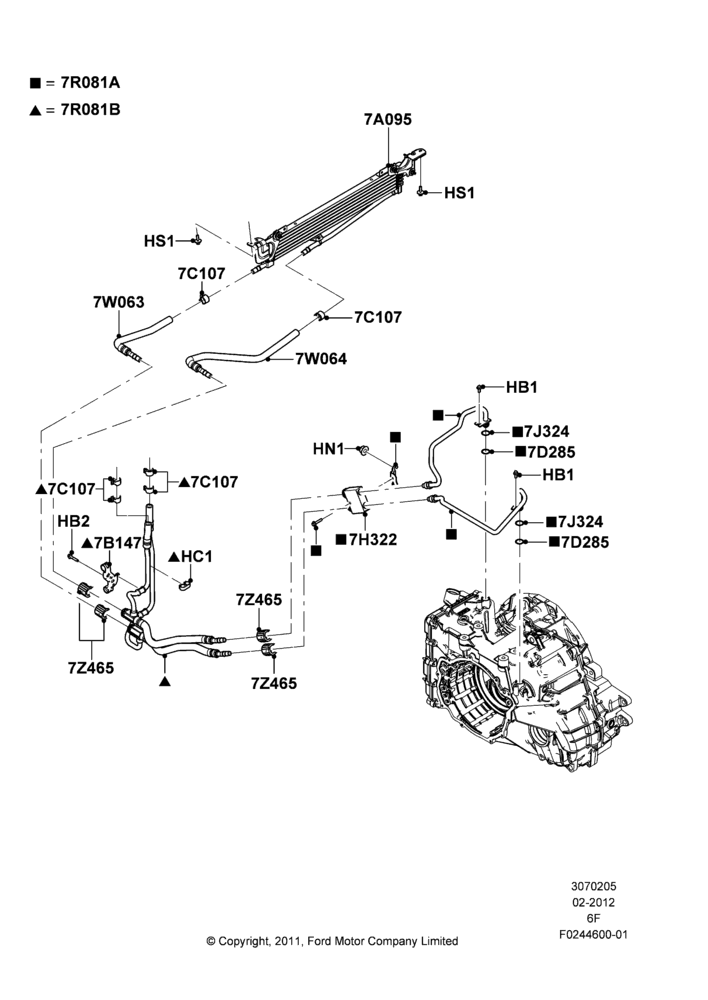 05G - Transmission Cooling Systems, Less Version Packages, 6 Speed Auto Transmission 6F55, Police Version; 06/FEB/2012-01/MAR/2019