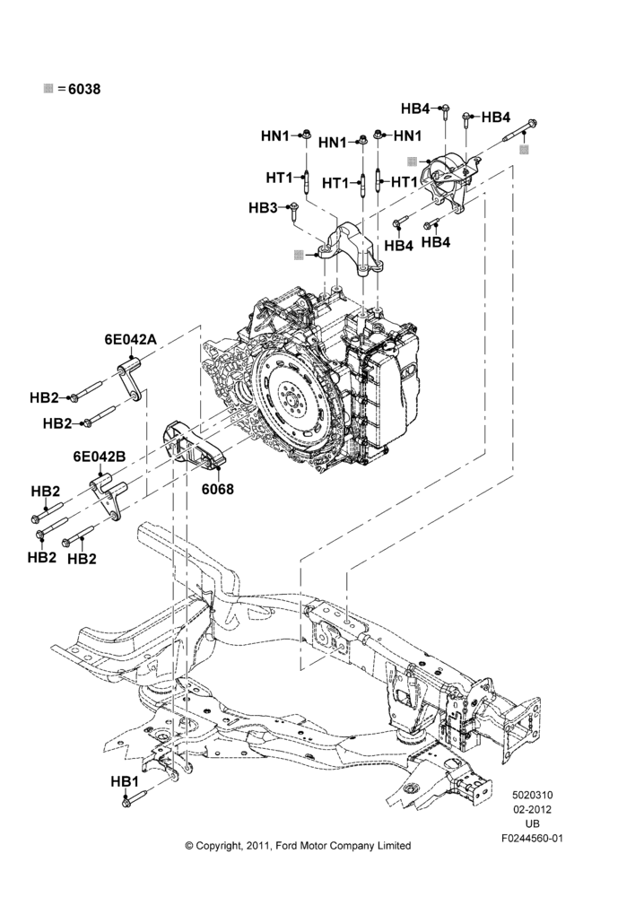 10C - Transmission Mounting, 3.7L DOHC V6 Gas.; 06/FEB/2012-03/MAR/2019