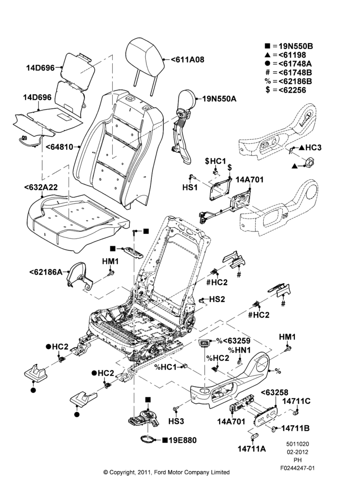 20D - Front Seat Pads/Valances & Heating, (-) Police Version, Driver; 06/FEB/2012-01/MAR/2019