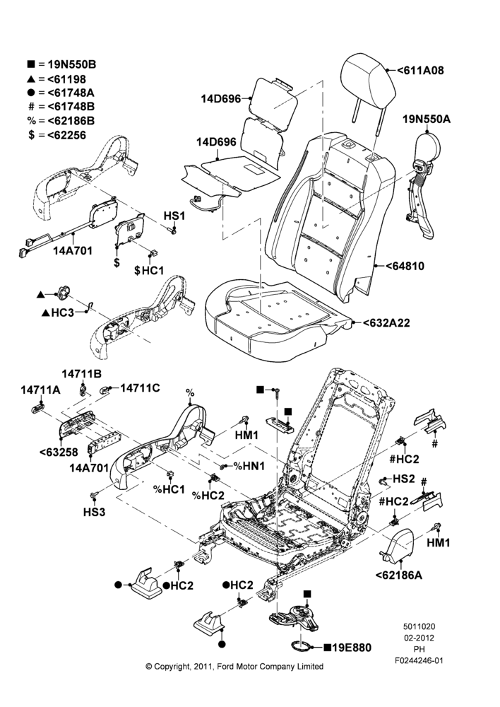20C - Front Seat Pads/Valances & Heating, (-) Police Version, Passenger; 06/FEB/2012-01/MAR/2019