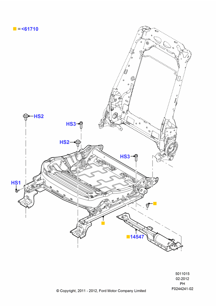 15I - Front Seat Base, With Pass 6 Way Power Seat Adjuster; 06/FEB/2012-01/MAR/2019