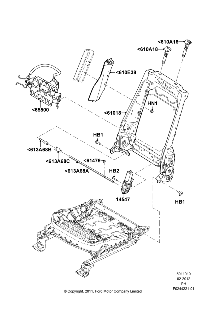 10K - Front Seat Back, With Pass 10 Way Power Seat Adjust; 06/FEB/2012-01/MAR/2019