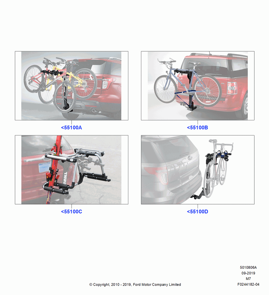 06A - Accessory Roof Rack Mounting Kits, (+) North American Markets, Rear Hitch Mount Bike Rack; 08/JAN/2007-29/APR/2012