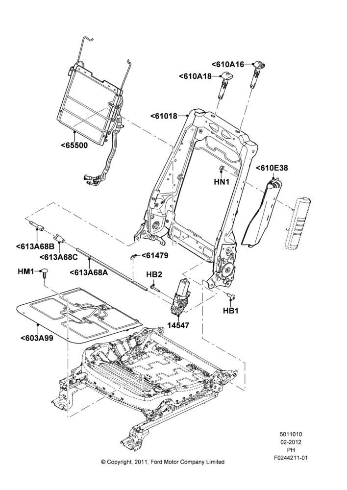 10M - Front Seat Back, With Driver 8 Way Pwr.Seat Adjuster; 06/FEB/2012-01/MAR/2019