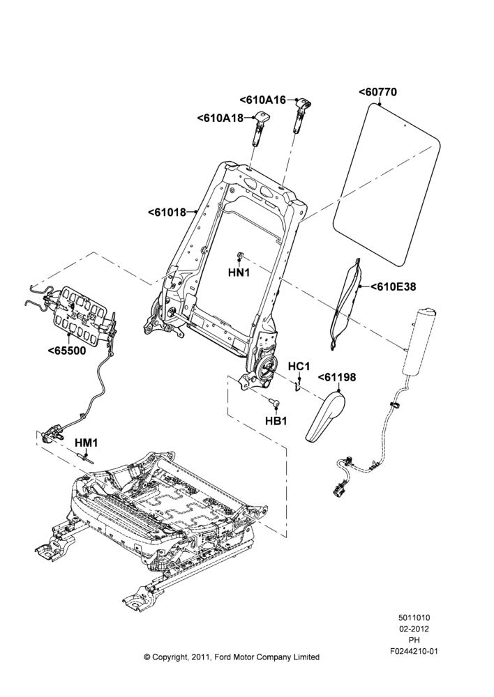 10L - Front Seat Back, With Driver 6 Way Pwr.Seat Adjuster; 06/FEB/2012-01/MAR/2019