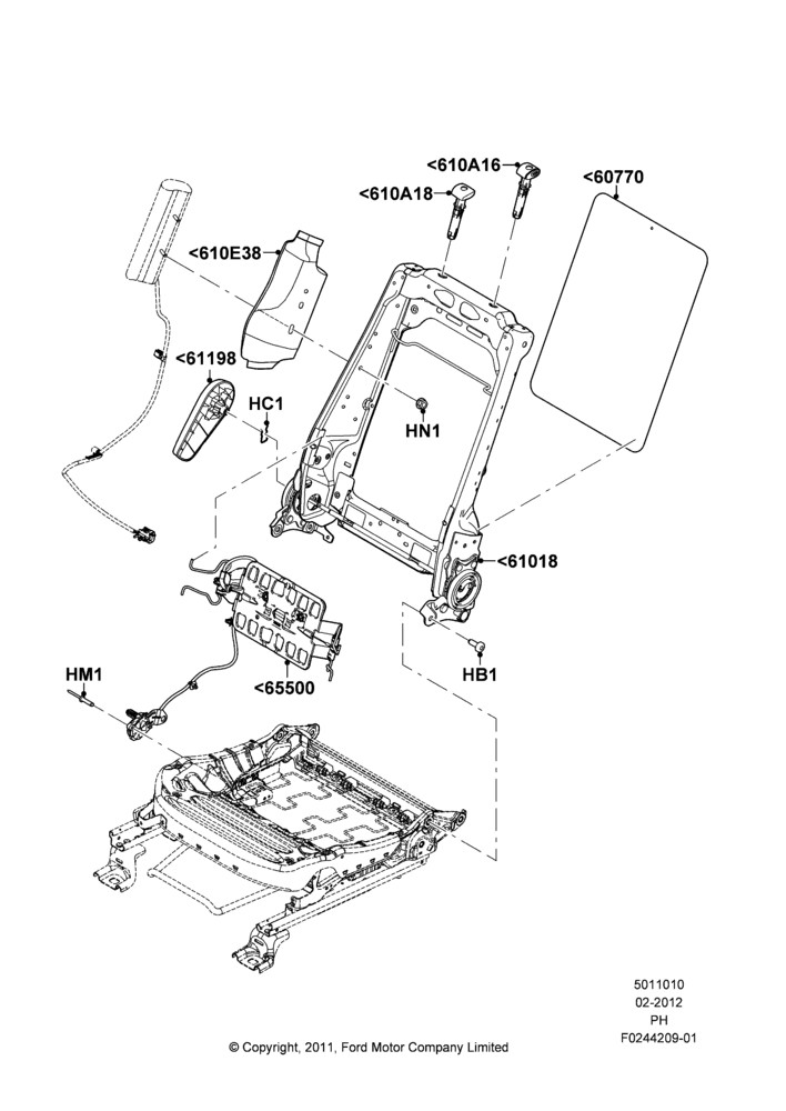 10I - Front Seat Back, With Pass 6 Way Power Seat Adjuster; 06/FEB/2012-01/MAR/2019