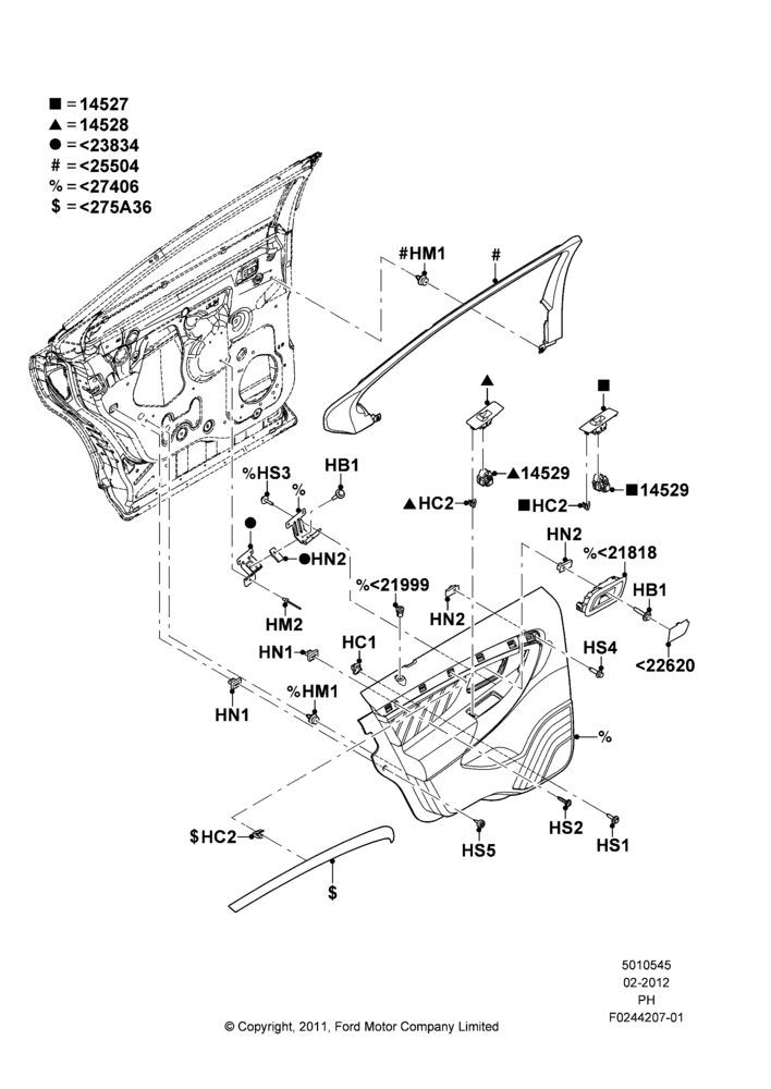 45B - Rear Door Trim Panels, (-) Police Version; 06/FEB/2012-01/MAR/2019