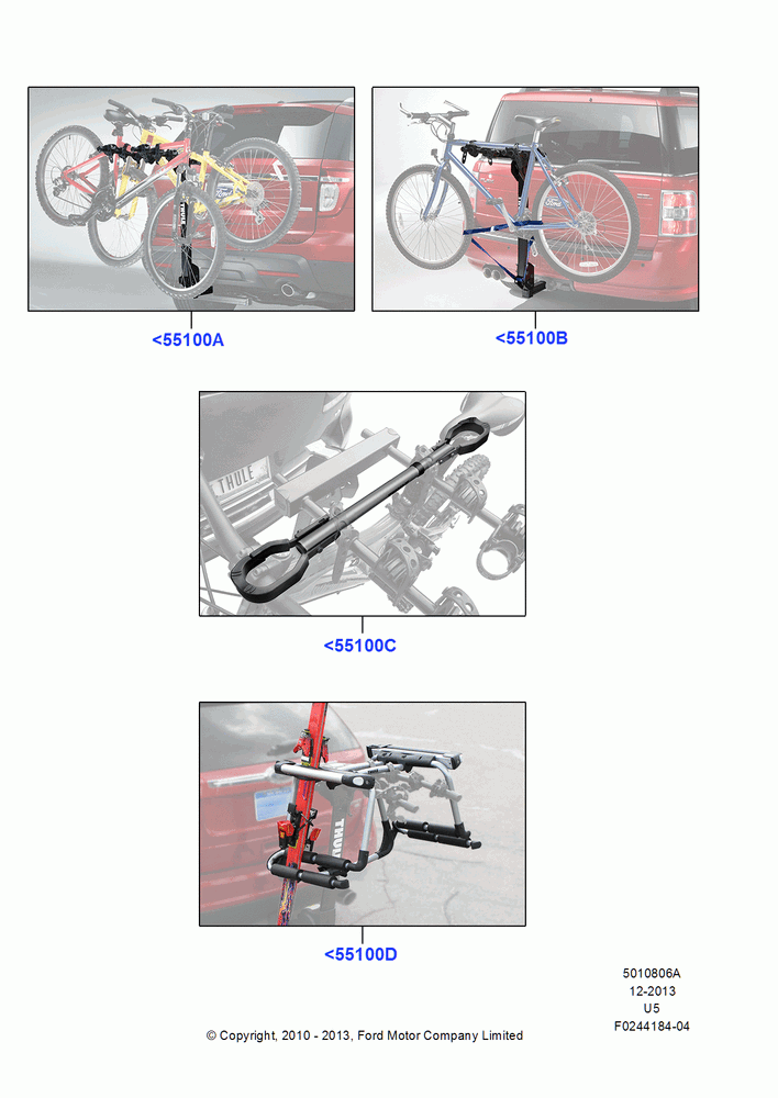 06A - Accessory Roof Rack Mounting Kits, Rear Hitch Mount Bike Rack; 19/JUL/2005-16/DEC/2010