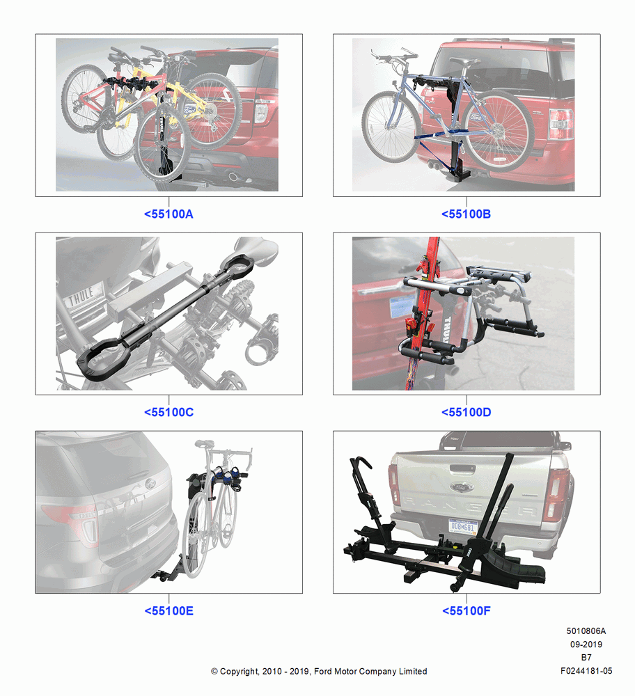 06A - Accessory Roof Rack Mounting Kits, Rear Hitch Mount Bike Rack; 02/MAY/2005-30/JUN/2017