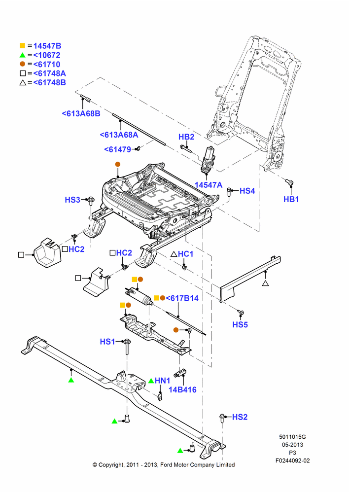 15G - Front Seat Base, With Driver 10 Way Pwr Seat Adjust; 29/FEB/2012