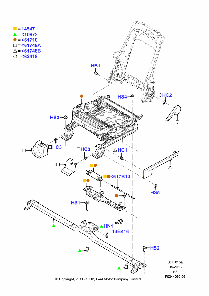 15E - Front Seat Base, With Driver 6 Way Pwr.Seat Adjuster; 29/FEB/2012