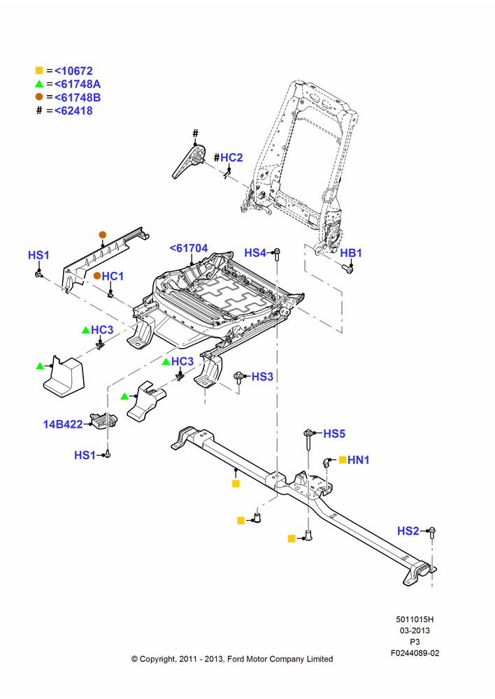 15H - Front Seat Base, With Pass. 2 Way Manual Seat Adjust; 29/FEB/2012