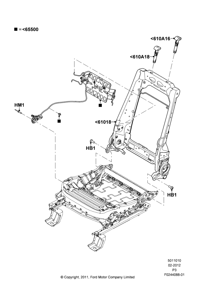 10I - Front Seat Back, With Pass 6 Way Power Seat Adjuster; 29/FEB/2012