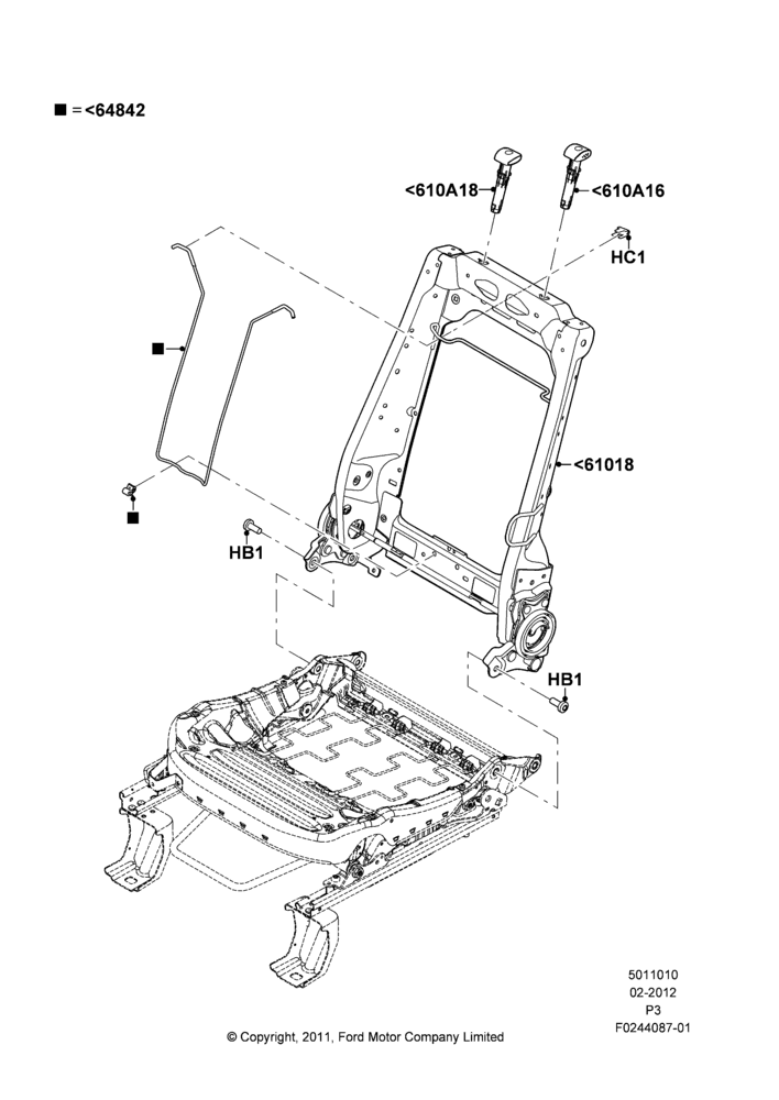10H - Front Seat Back, With Pass. 2 Way Manual Seat Adjust; 29/FEB/2012