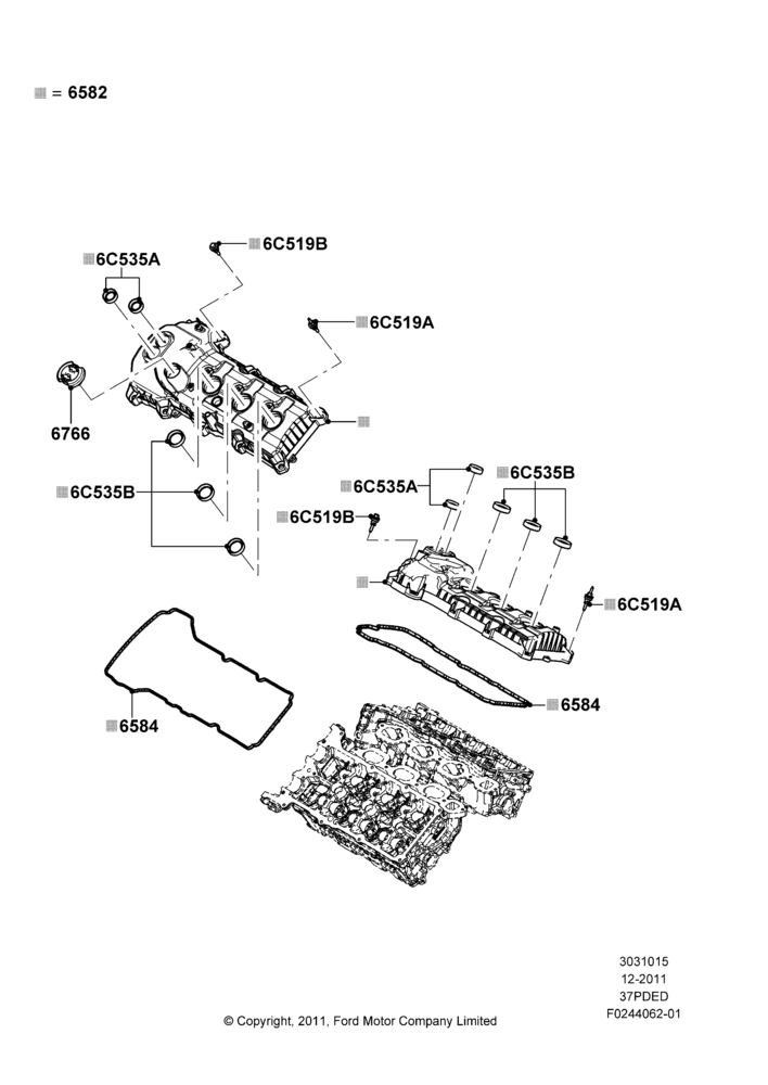 15E - Cylinder Head Cover, 3.7L DOHC V6 Gas.; 06/FEB/2012-03/MAR/2019