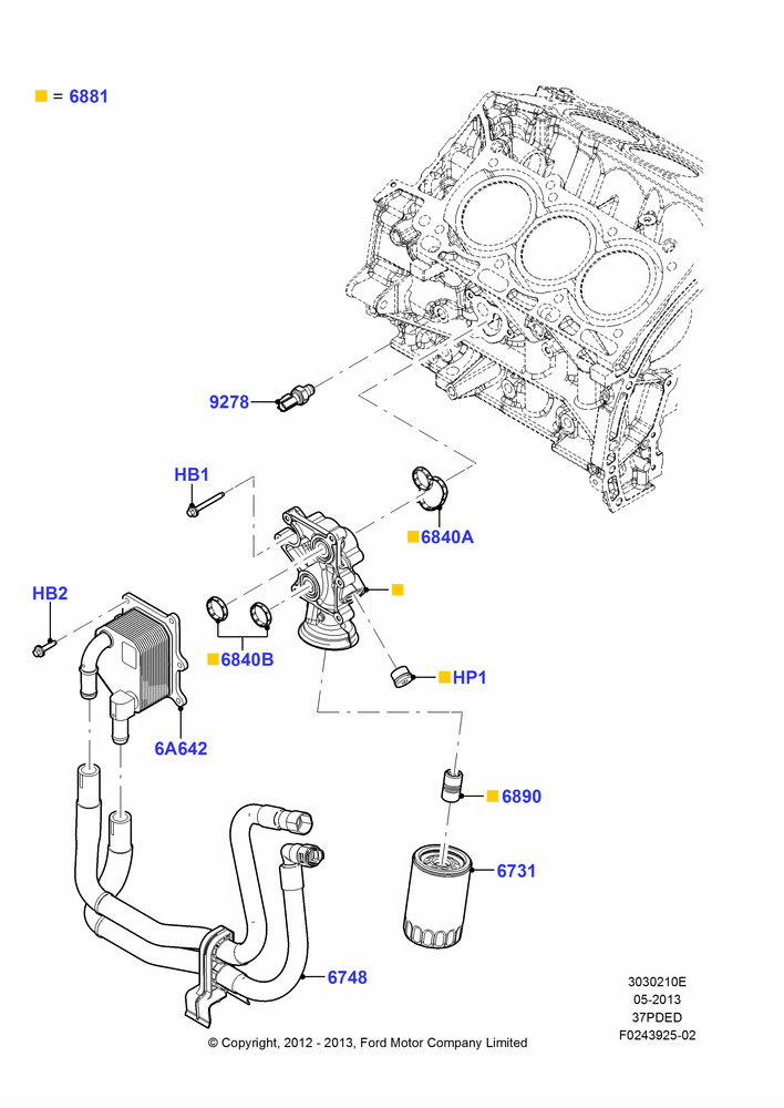 10E - Oil Cooler and Filter, 3.7L DOHC V6 Gas.; 06/FEB/2012-03/MAR/2019