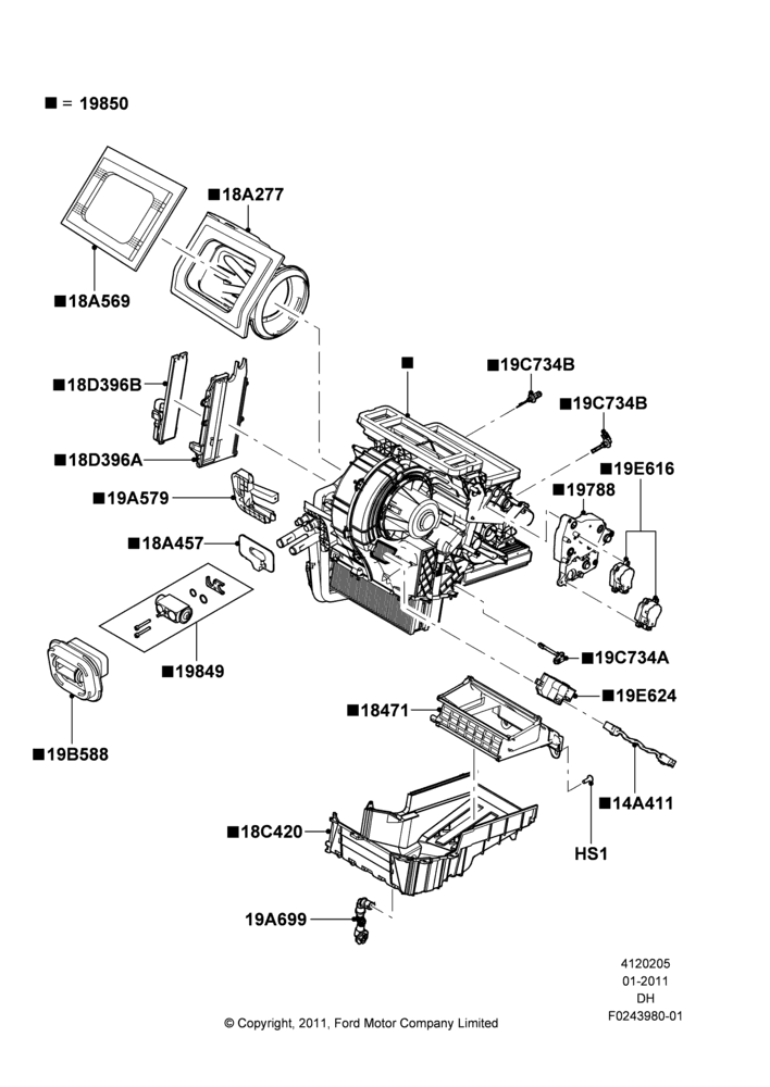 05B - Heater/Air Cond.External Components, Dual Zone Auto Temp Control A/C; 31/JAN/2011-15/DEC/2014