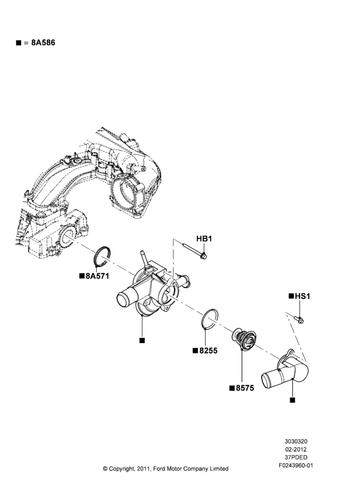 Thermostat/Housing & Related Parts, 3.7L DOHC V6 Gas.
