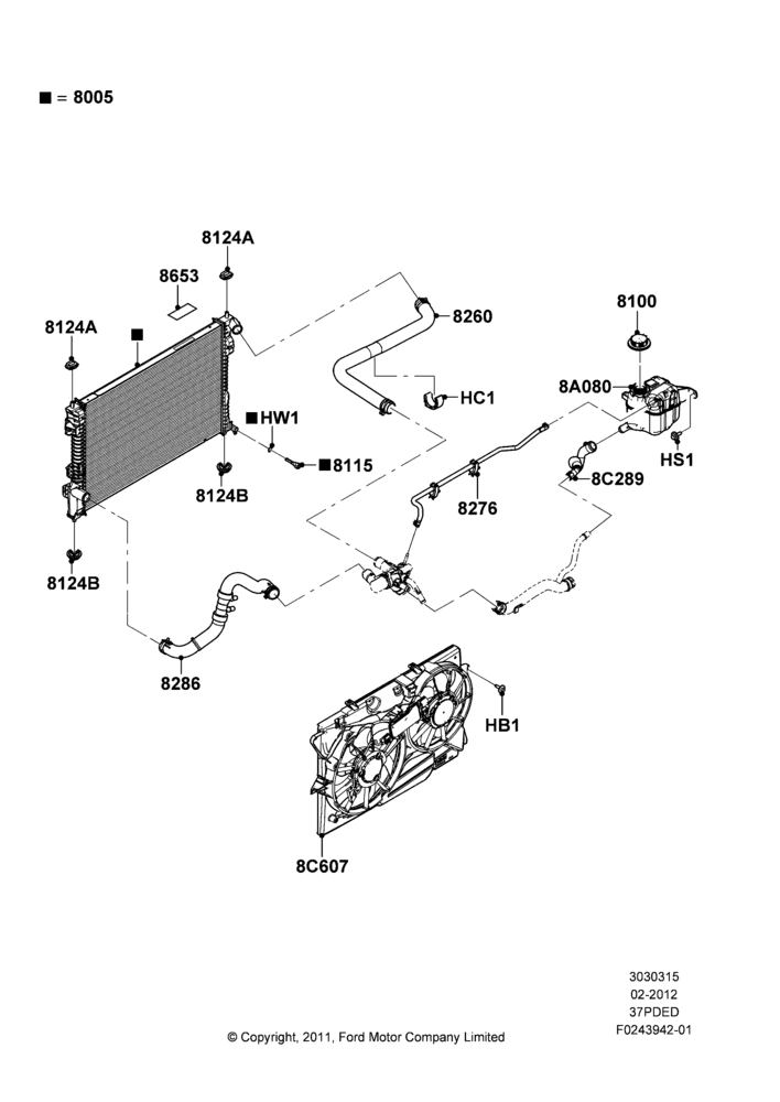 Radiator/Coolant Overflow Container, 3.7L DOHC V6 Gas., Less Transmission Power Take Off