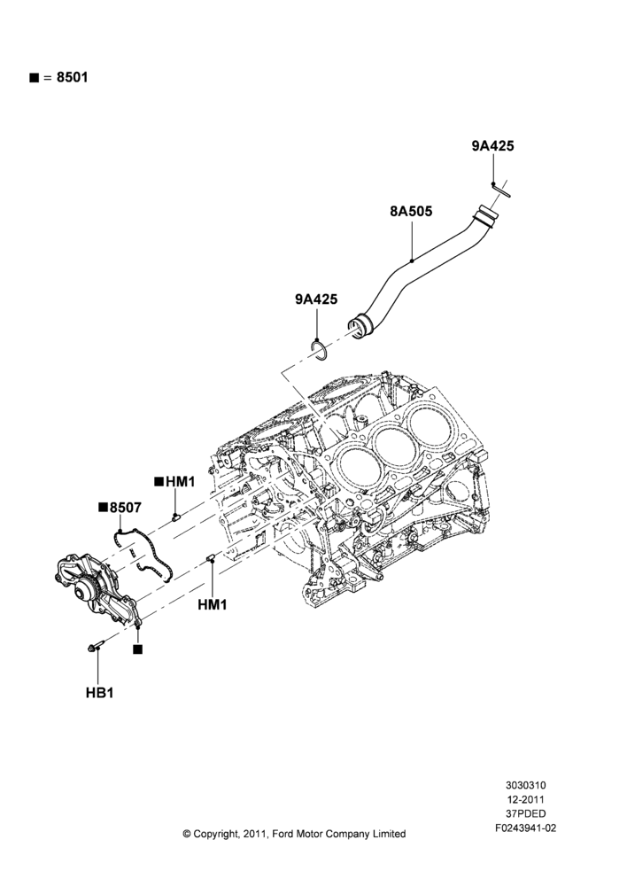 10E - Water Pump, 3.7L DOHC V6 Gas.; 06/FEB/2012-03/MAR/2019