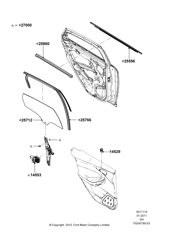 15B - Rear Door Glass and Window Controls, With Electric Rear Windows; 31/JAN/2011-04/MAY/2018