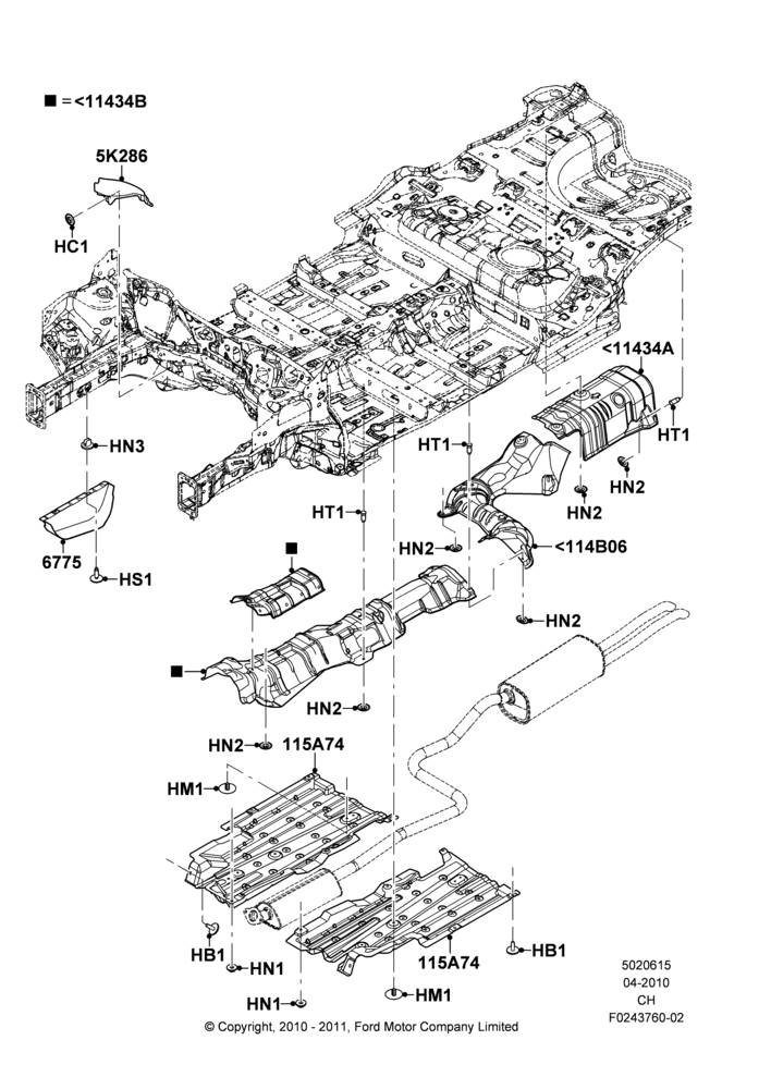 15B - Splash and Heat Shields, With Fuel Economy Pack; 26/APR/2010-27/APR/2013
