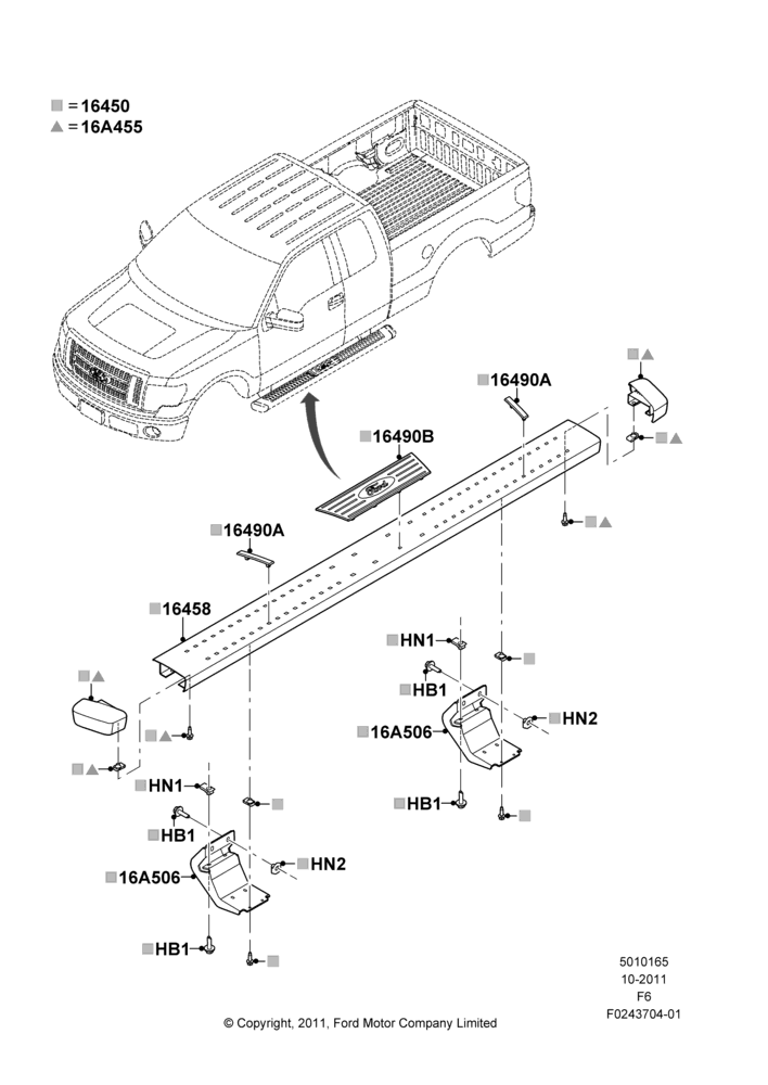 65AH - Running Boards/Side Steps, Super Cab, RUNNING BOARD-CHROME ANGULAR; 24/OCT/2011-23/DEC/2014