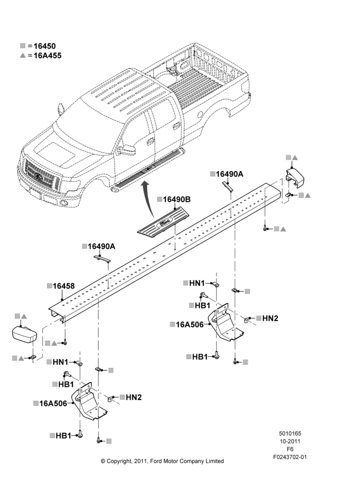65AF - Running Boards/Side Steps, Crew Cab, Running Boards - Accent Colour; 24/OCT/2011-23/DEC/2014